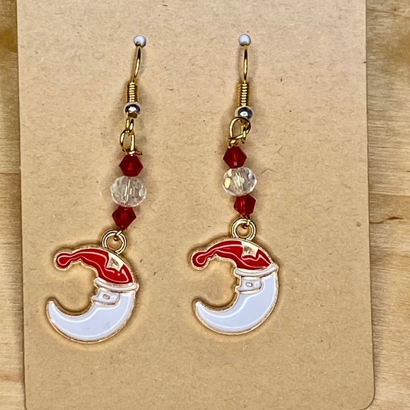 Christmas Holiday Santa Claus Dangle Earrings - Picture 1 of 6